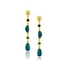 Opal, black diamond, green tsavorite long dangle earring