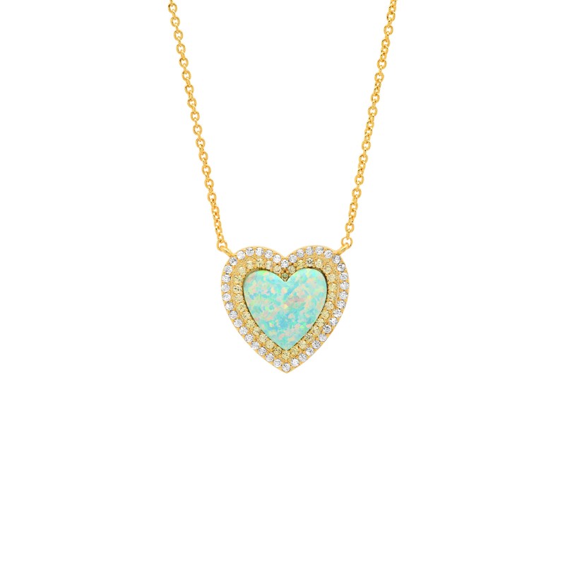 Opal & Crystal Heart Necklace