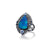 Sutra Opal, Sapphire and Diamond Feather Oxidized Cocktail Ring