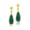 Opal and green tsavorite 24k yellow gold designer earrings