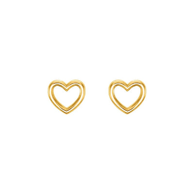 Open Heart Earrings in Yellow Gold