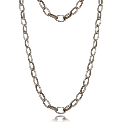 Oval Link Raw Diamond Long Wrap Necklace