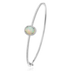 Oval Opal & Diamond Cuff Bracelet