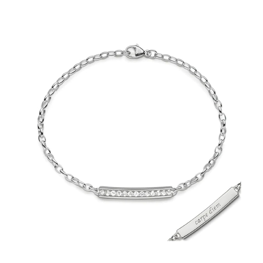 Monica Rich Kosann Carpe Diem White Sapphire Poesy Bracelet in Silver