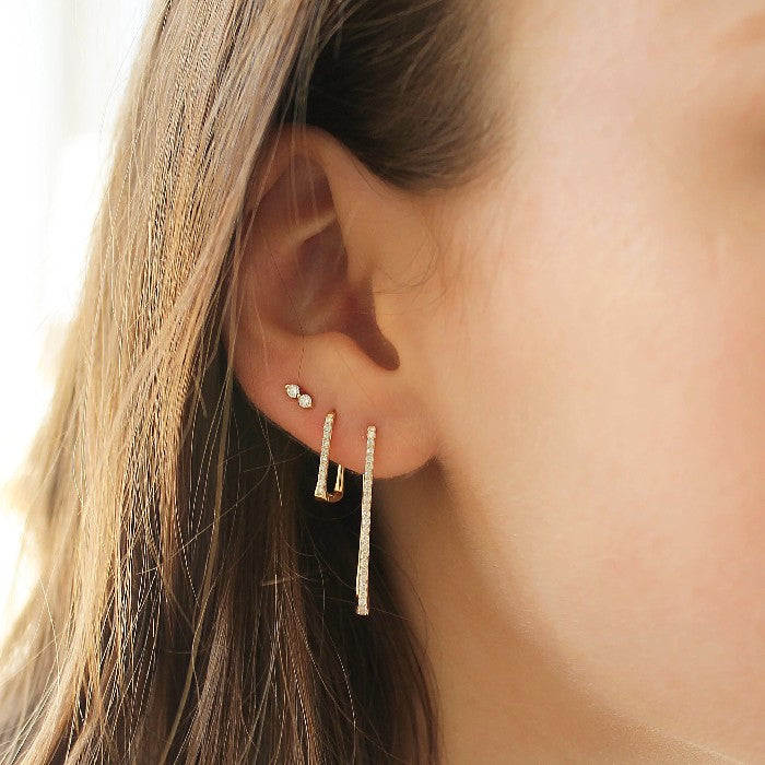Rachel Reid Diamond Rectangle Huggie Earrings