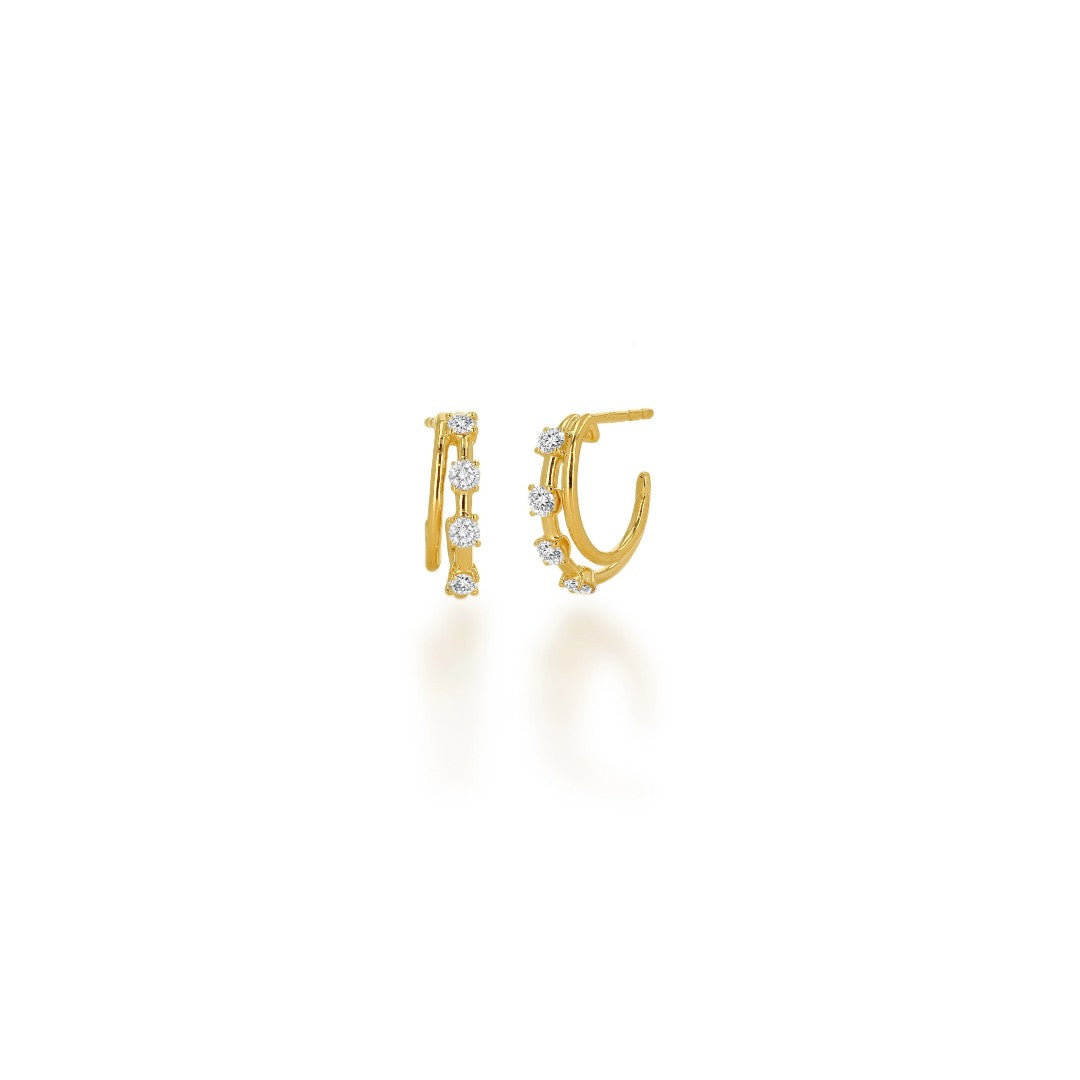 Rachel Reid Double Row Diamond Huggie Earrings