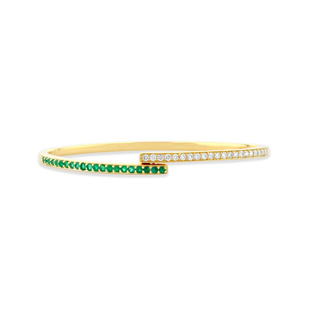 Rachel Reid Emerald and Diamond Bypass Bangle