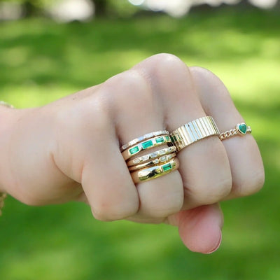 Emerald Chain Link Band Ring