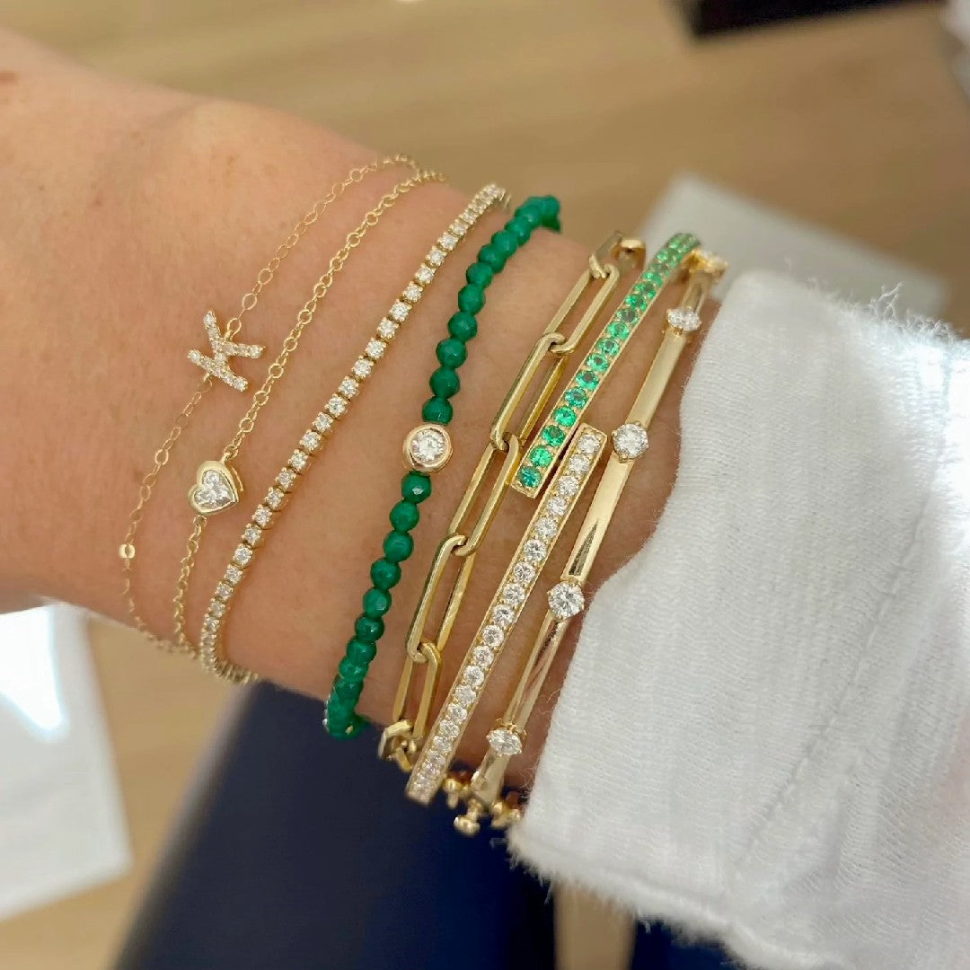 Rachel Reid Emerald and Diamond Bypass Bangle