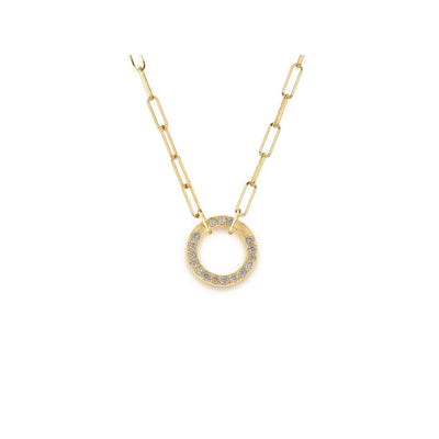 Round Diamond Charm Clip Necklace
