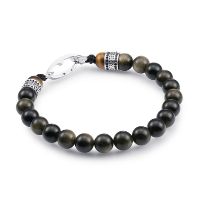 Natural Stone Bracelet With Obsidian Beads | Classy Men Collection