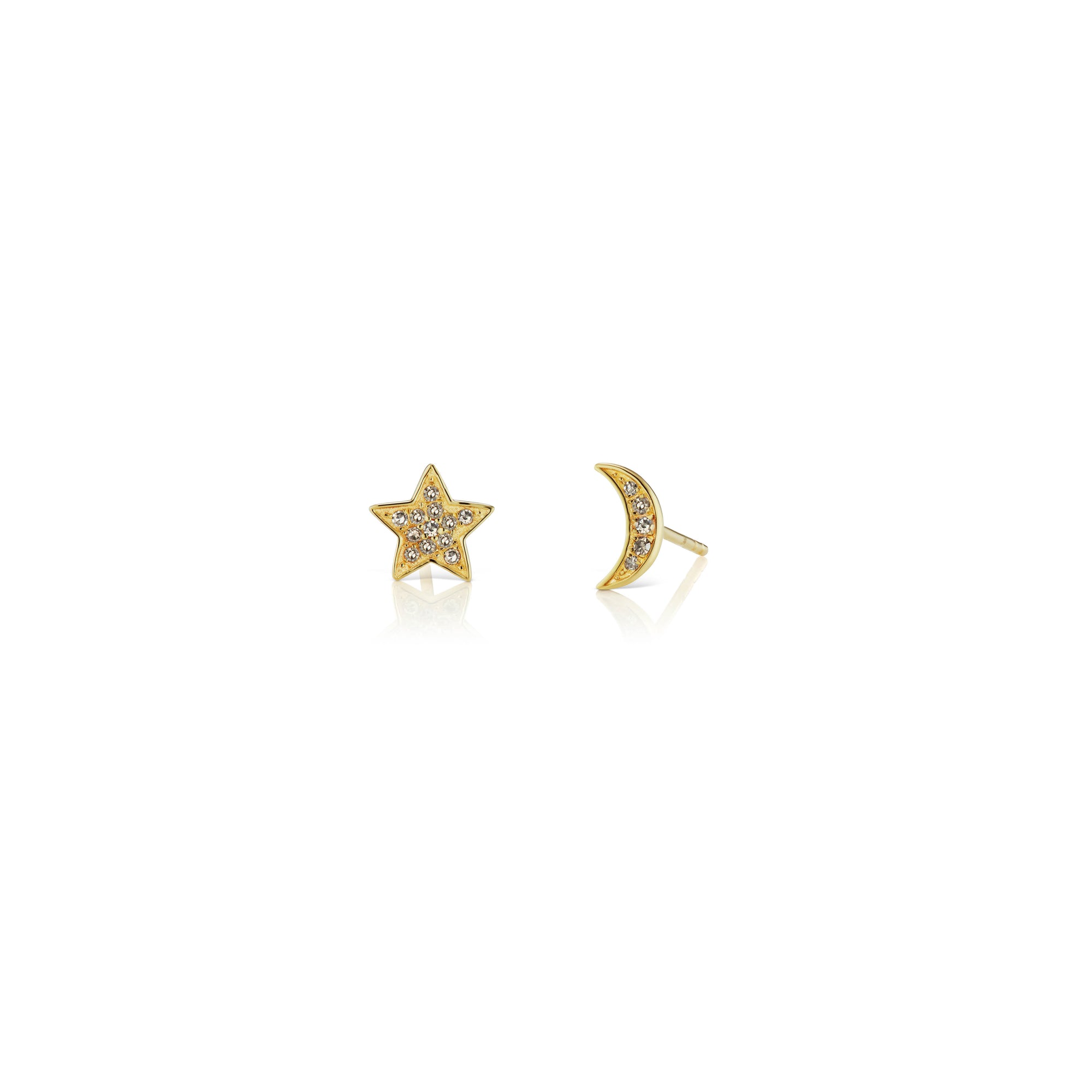 Dainty Moon and Star Stud Earrings – Chloe + Lois