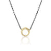 Rene Escobar diamond circle necklace 18k yellow gold oxidized silver