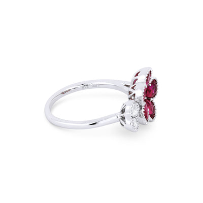 Gemstone and Diamond Flower Ring
