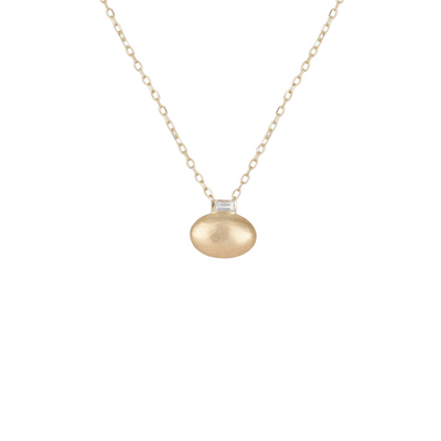 Shaesby Small Oval Pendant with Diamond Baguette Accent