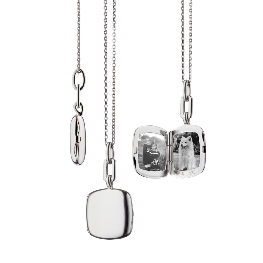 Monica Rich Kosann Slim Cushion Viv Locket in Silver