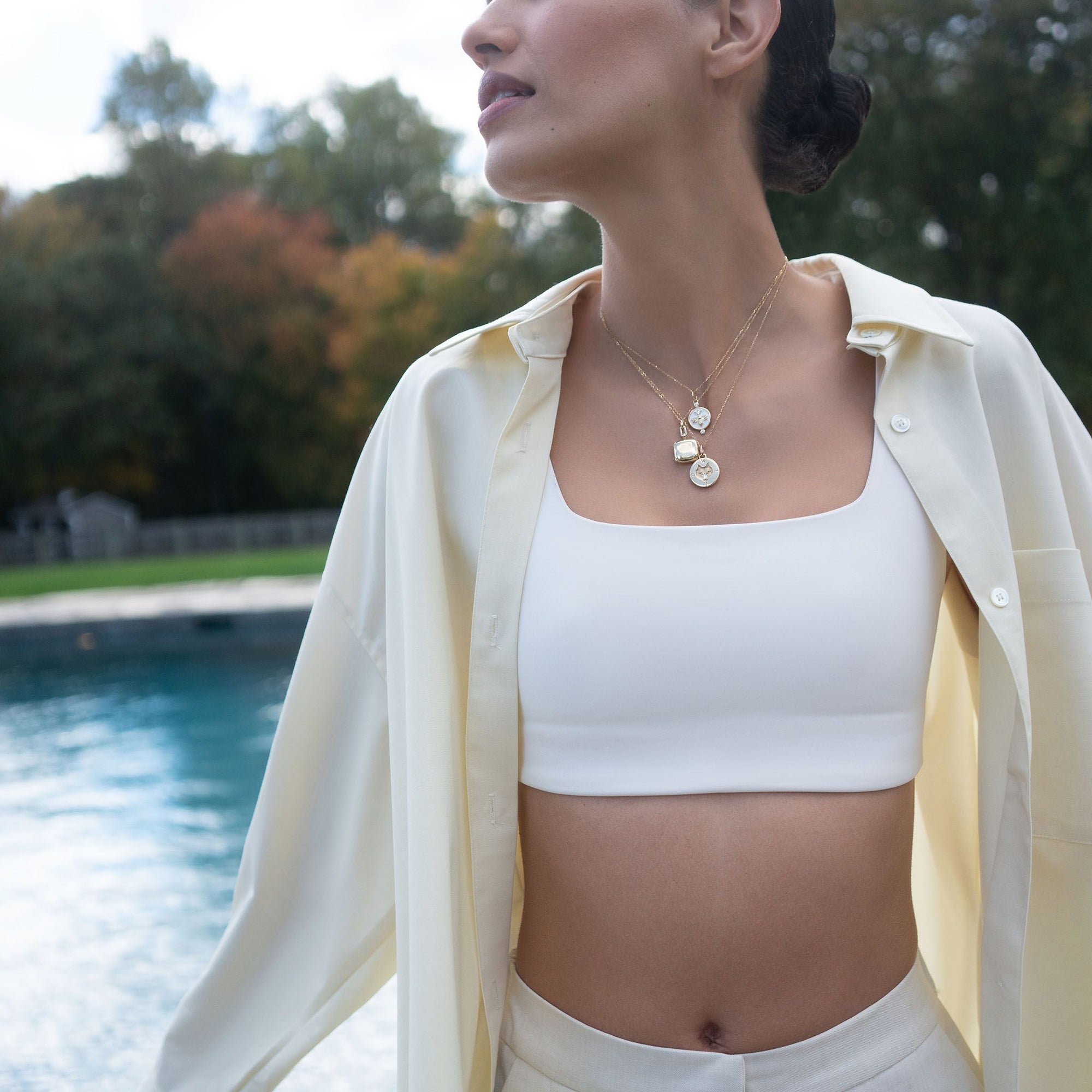 Monica Rich Kosann Slim Cushion Viv Locket with Diamond in Yellow Gold