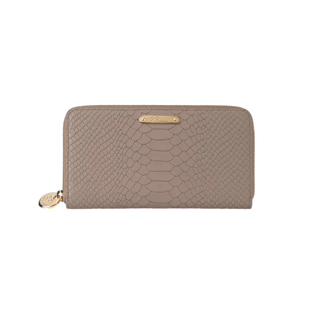 Gigi NY Python Leather Large Zip Around Wallet
