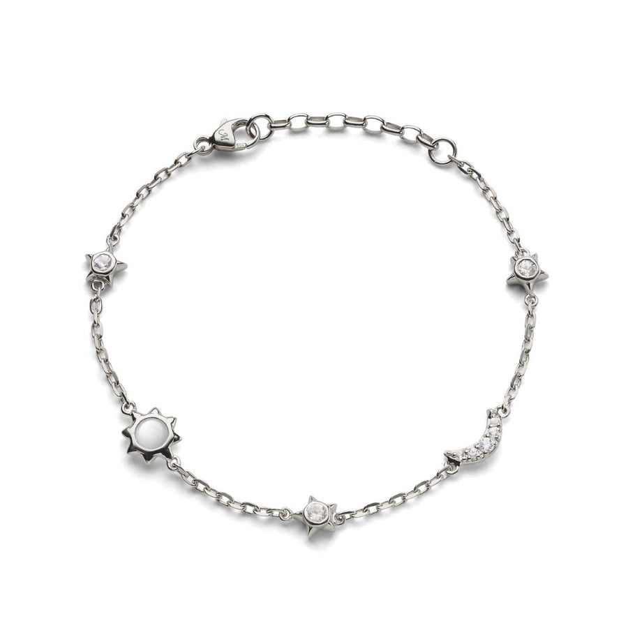Monica Rich Kosann Sun, Moon and Stars Moonstone and White Sapphire Chain Bracelet