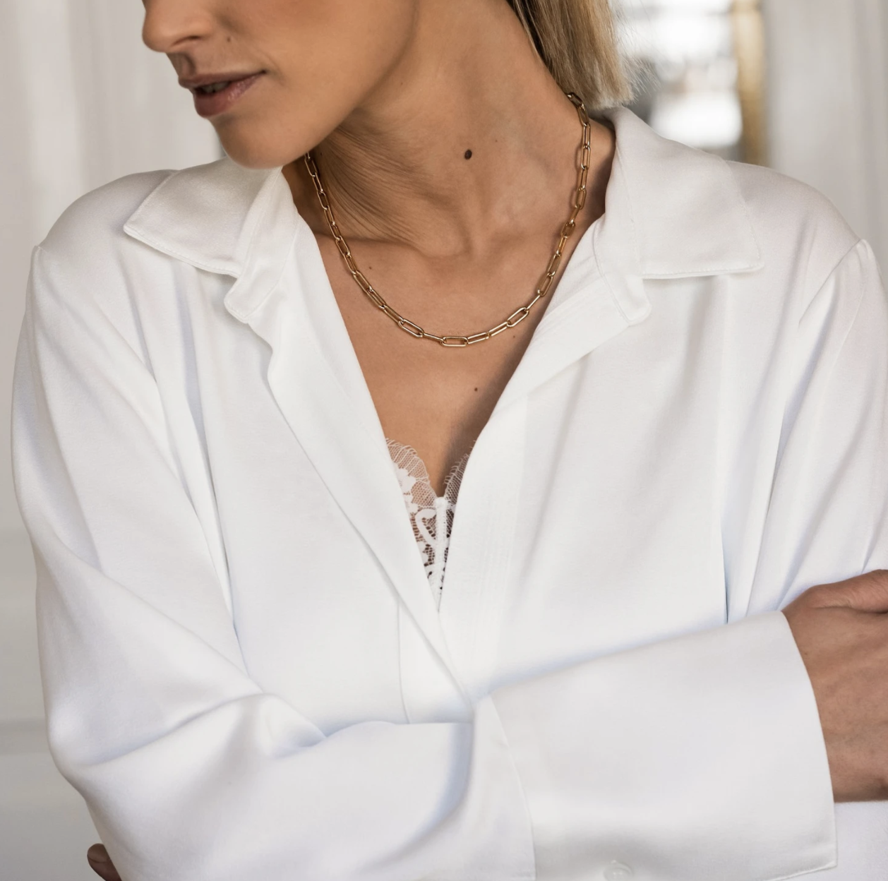 Ti Sento Milano Light Rectangle Chain Link Necklace