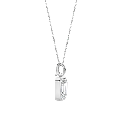 Silver Emerald Cut Zirconia Pendant Milano Necklace