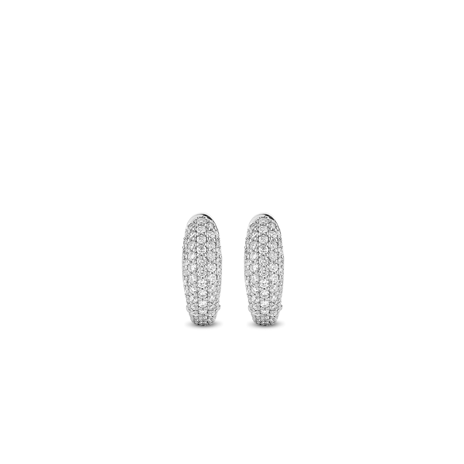Ti Sento Milano Silver Oval Pave Huggie Hoops