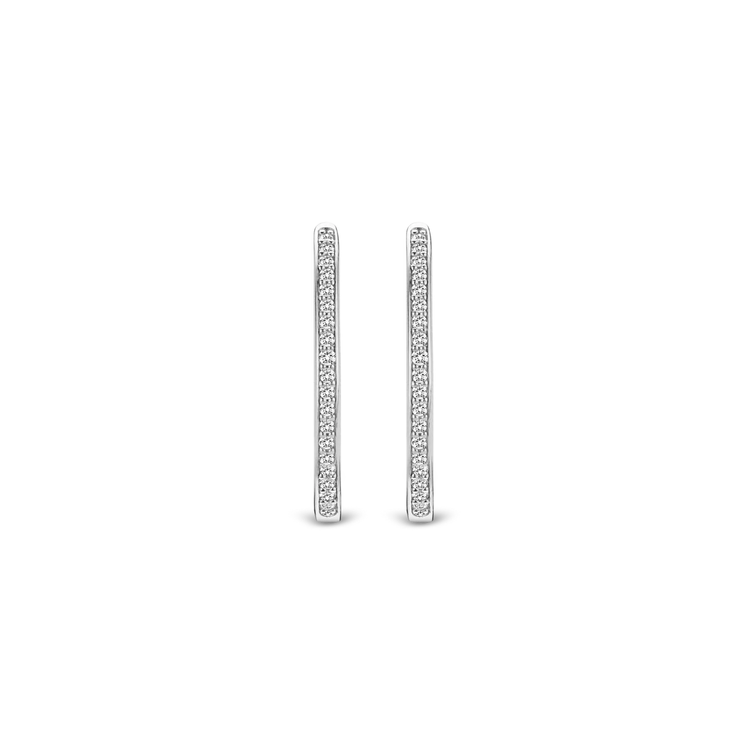 Ti Sento Milano Silver Oval Zirconia Hoops