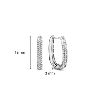 Silver Pave Oval Milano Hoops