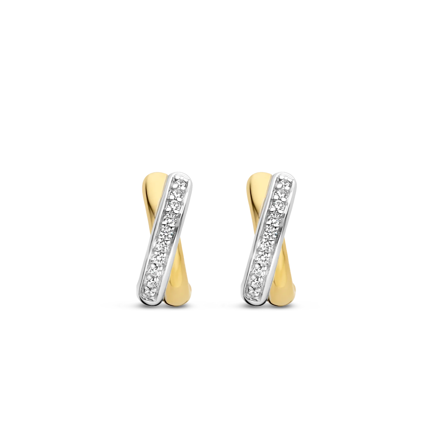 Ti Sento Milano Two Tone Crystal Kiss Huggy Earrings