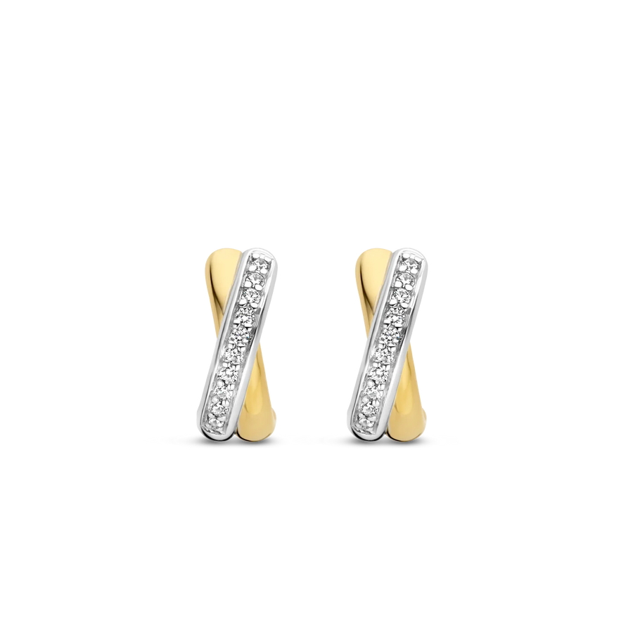 Ti Sento Milano Two Tone Crystal Kiss Huggy Earrings