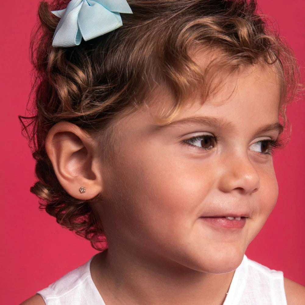 Tiny CZ Flower Little Girl's Stud Earrings