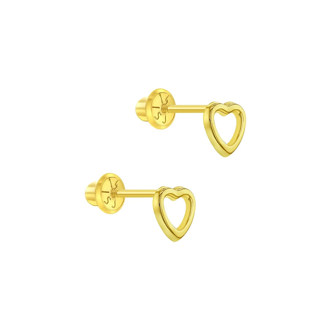 Tiny Open Heart Little Girl's Stud Earrings