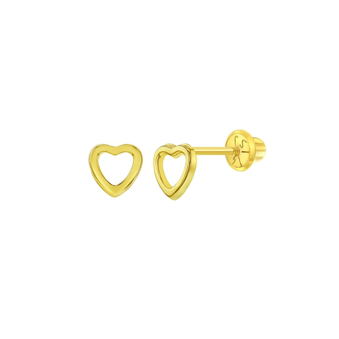 Tiny Open Heart Little Girl's Stud Earrings