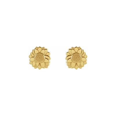Tiny Sunflower Earrings in Yellow Gold