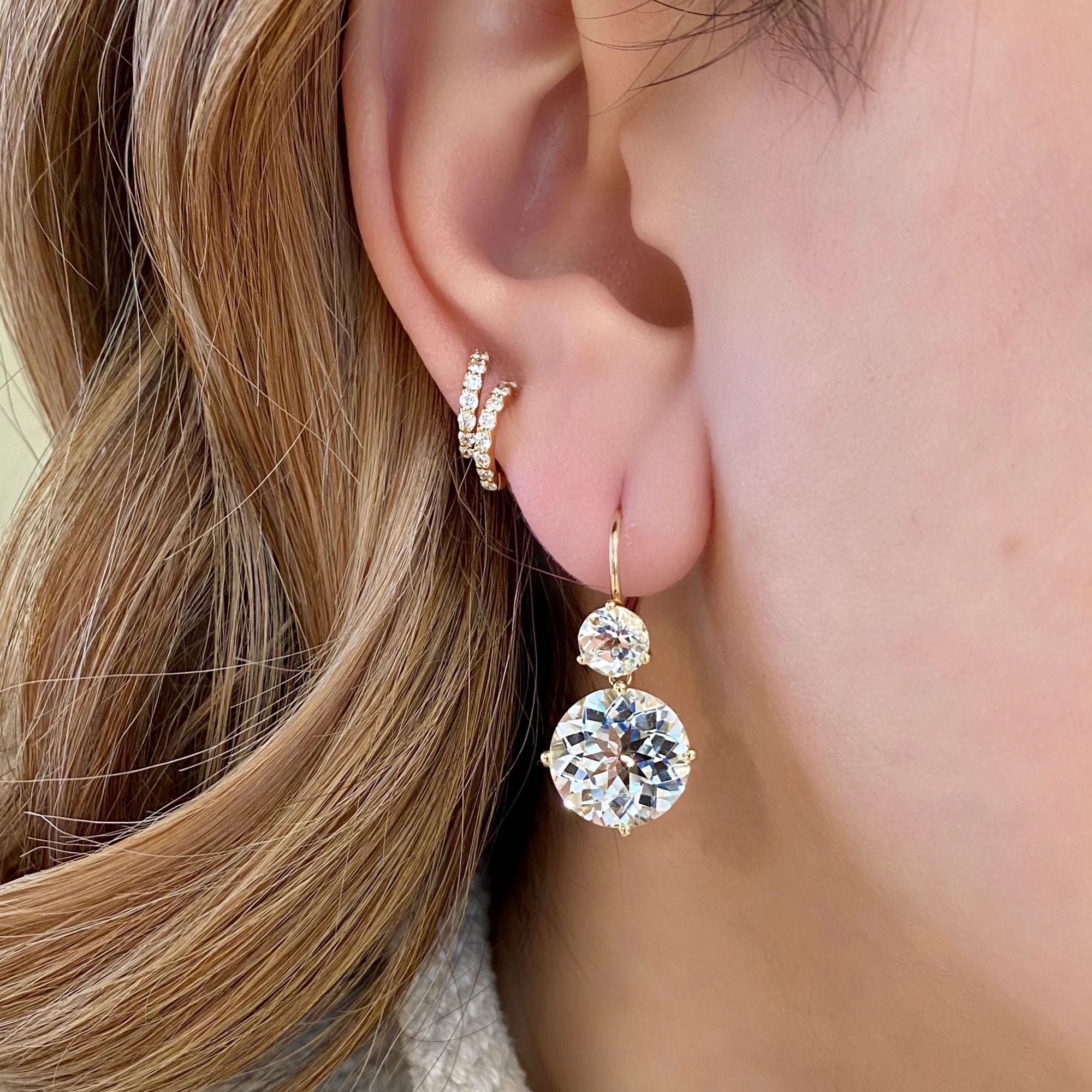 Jane Taylor Double Drop Earrings with White Topaz