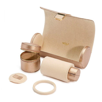 Palermo Double Watch Roll with Jewelry Pouch in Rose Gold