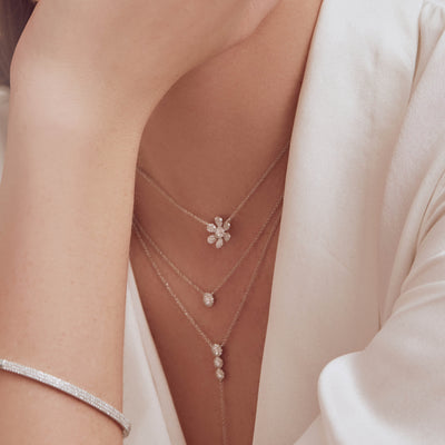 Shy Creation Diamond Pave Circles Lariat Necklace